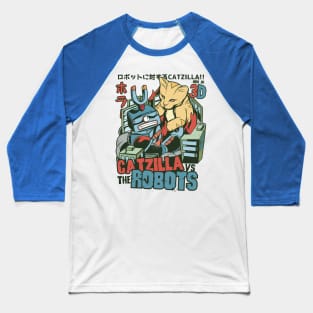 Catzilla v Robots Baseball T-Shirt